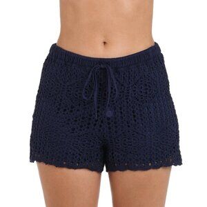 La Blanca Waverly Covers Crochet Beach Shorts Indigo Women’s Sz Large